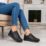 کفش اسپورت چرم زنانه مدل فانوس بندی کروکو - تصویر 4